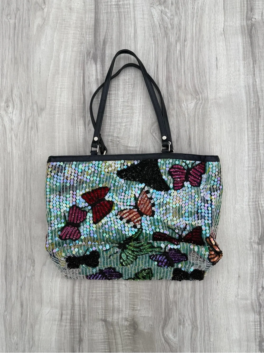 Christiana Butterfly Sequin Tote Bag